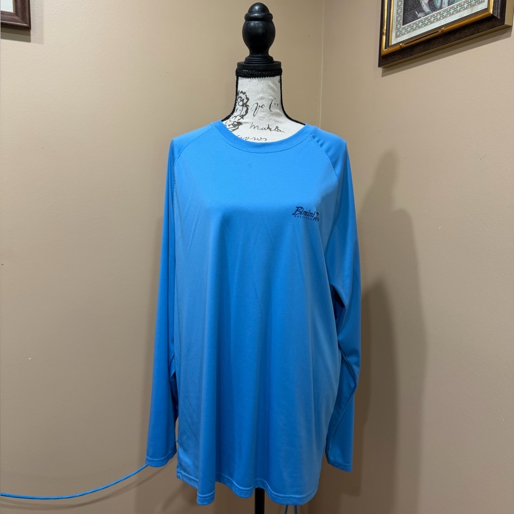 Bimini Bay Blue Fishing Shirt L Long Sleeve Graphic Marlin Performance